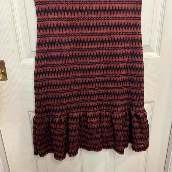 Free People Cozy Day Striped Knit Flounce Dress Size Small Brown/Black - Picture 7 of 8